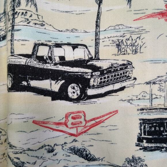 Clearwater Outfitters L Palm Tree Truck Shirt Beach Casual Summer Button Down - Picture 3 of 9